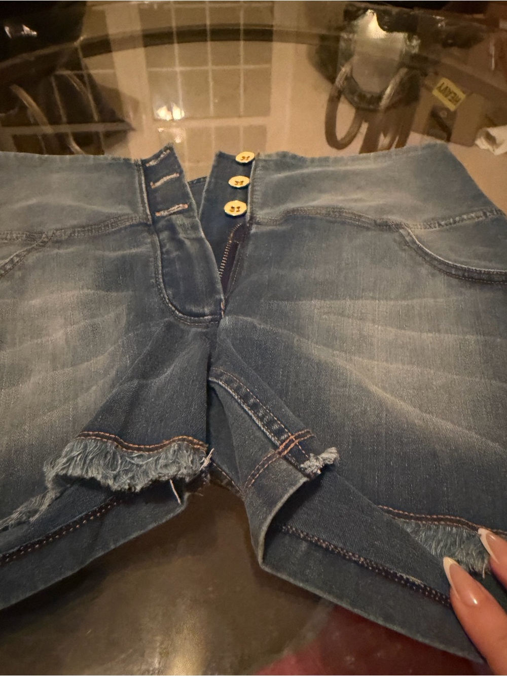 Freddy Blue High-Waist Button-Fly Denim Shorts